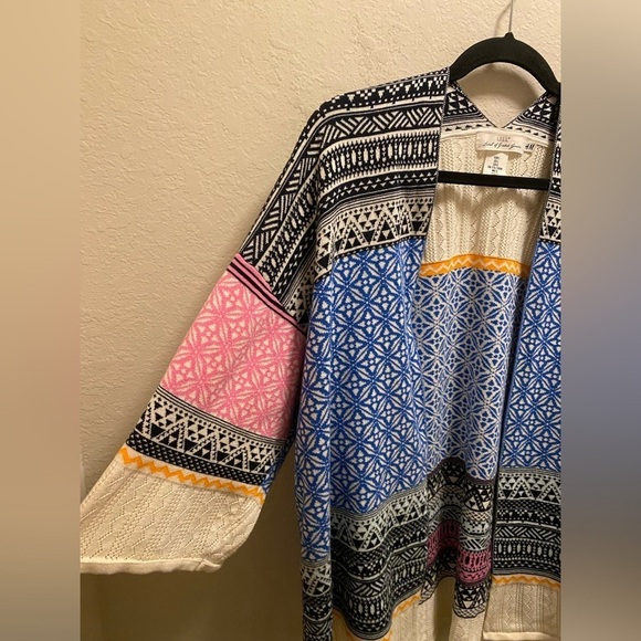 L.O.G.G. X H&M Multicolor Knit Kimono Cardigan Size L - Picture 3 of 10